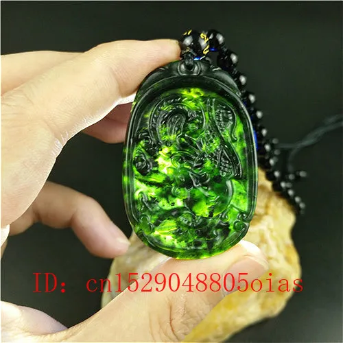 Сертифицированный китайский натуральный черный зеленый нефрит Феникс ожерелье