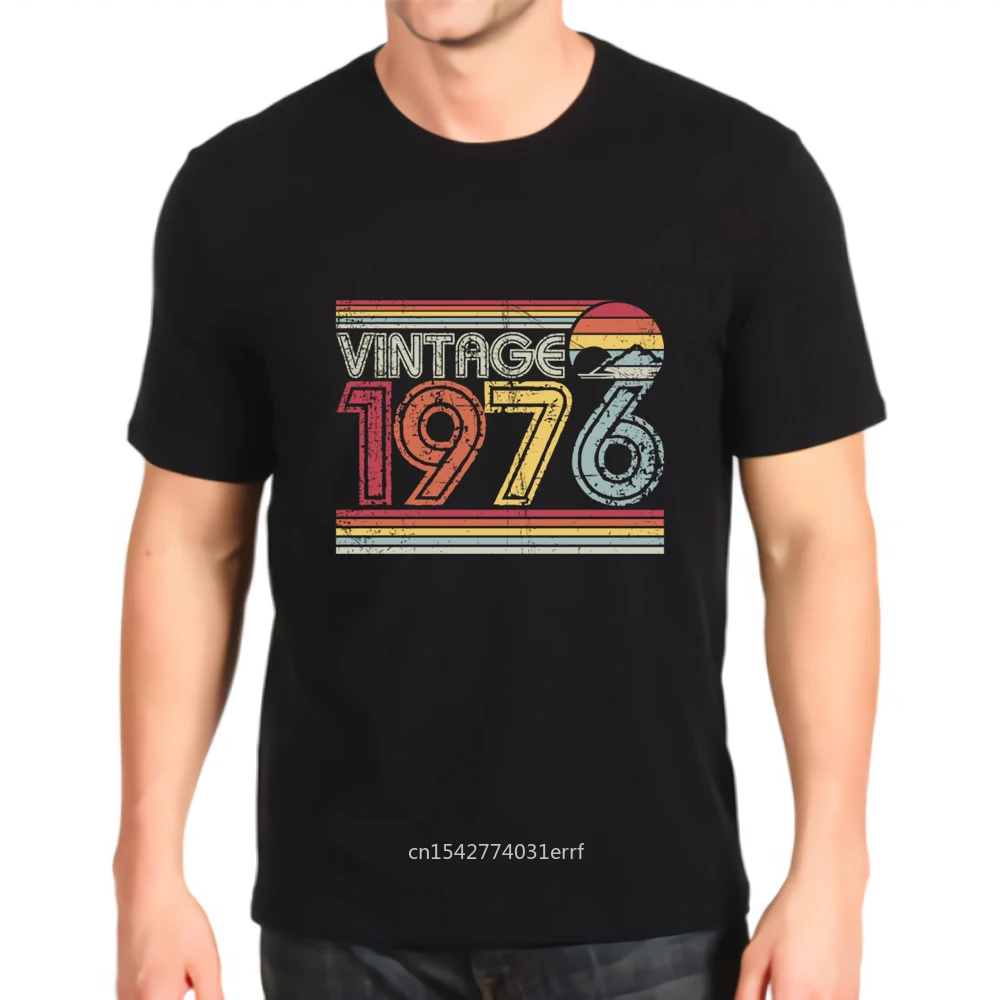 

New Fashion Printed Tshirt Vintage 1976 Top Mens Loose Customization Tees
