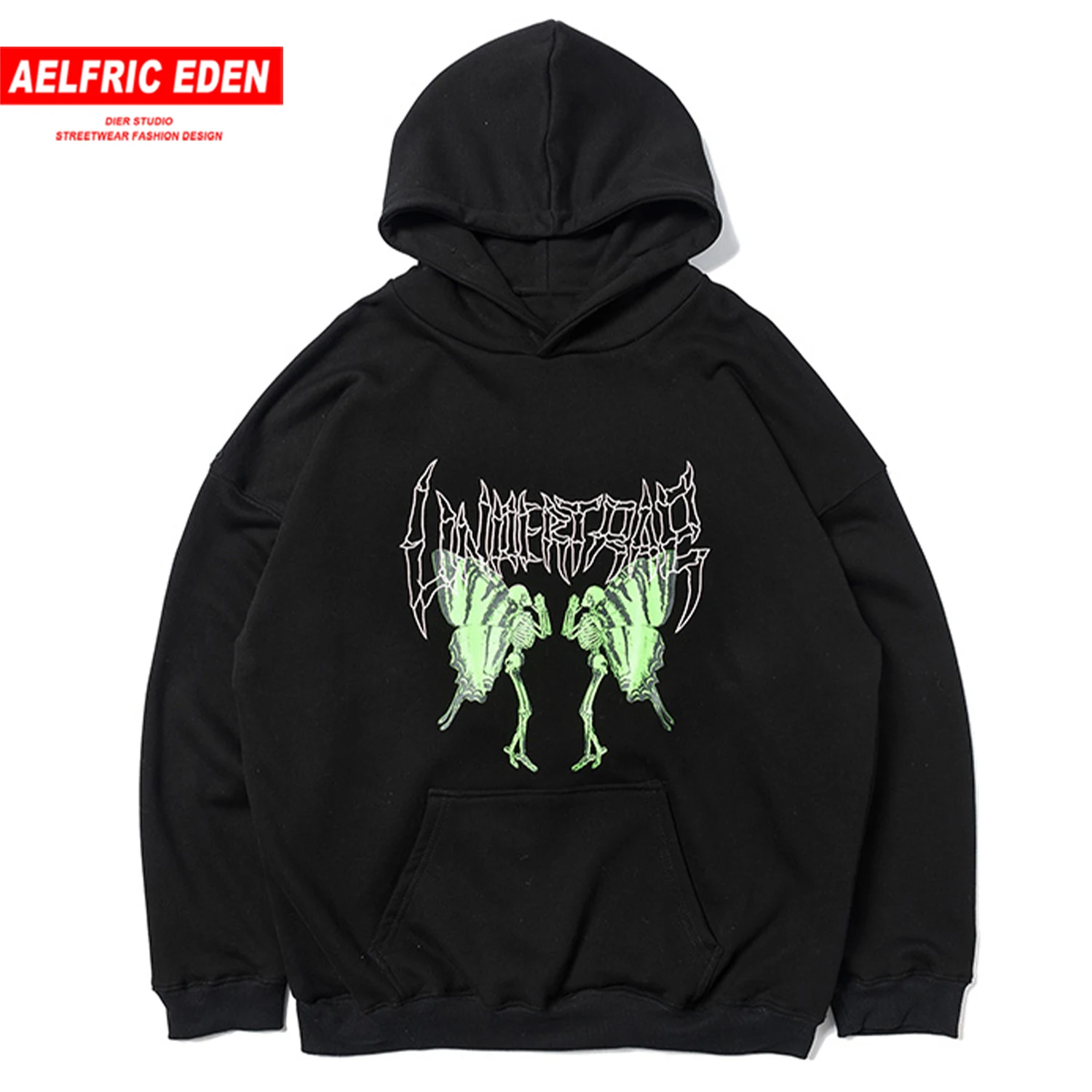 Мужская толстовка с принтом бабочки черепа в стиле Хай стрит темный пуловер хип