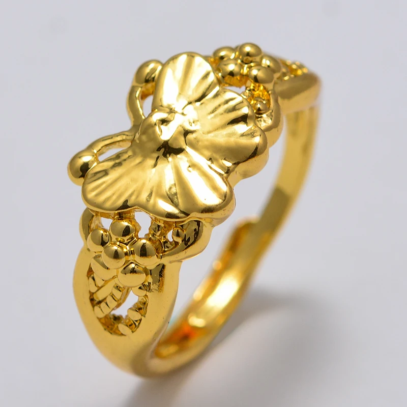 Маленькие африканские кольца с бабочками Дубая золотого цвета для женщин и