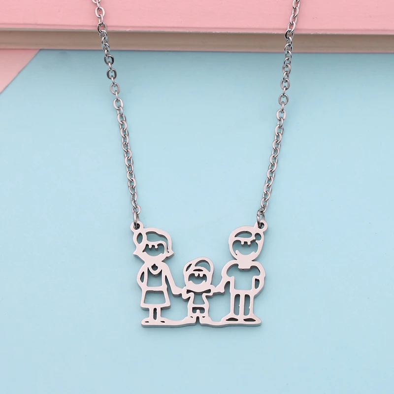 Ручное теснение счастливая семья ожерелье сын бытовой для члена семьи Подарок