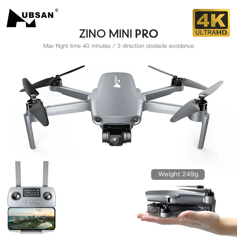 Квадрокоптер Hubsan ZINO Mini PRO 249g GPS камера 4K 3 осевой карданный подвес 40 минут 10