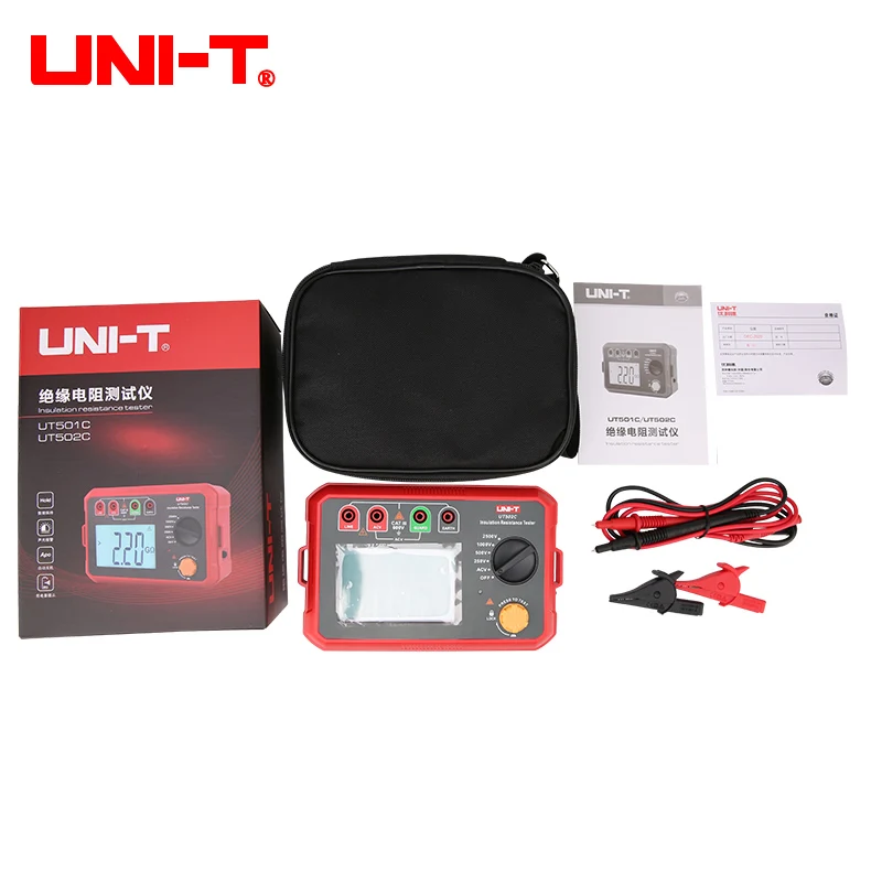 UNI-T Insulation Resistance Tester UT502C 250V 500V 1000V 2500V High Voltage Motor Cable Ohm Megommeter 20GΩ Digital Megohmmeter |