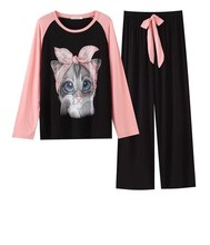 Conjunto de pijama con estampado de dibujos animados para mujer...