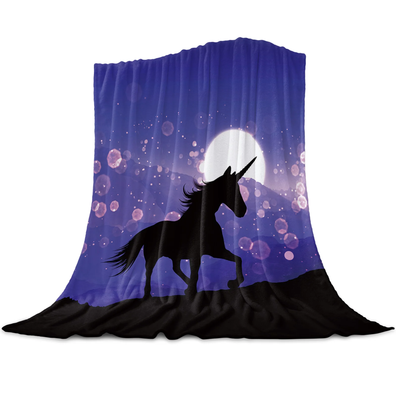 

Moon Purple Cartoon Fantasy Throw Blanket Home Decoration Sofa Blanket Warm Microfiber Blankets for Bedroom