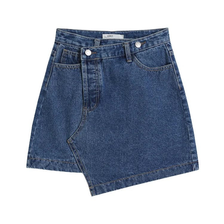 

COIGARSAM Women Denim Skirt New Summer High Waist Skirts Blue 4175
