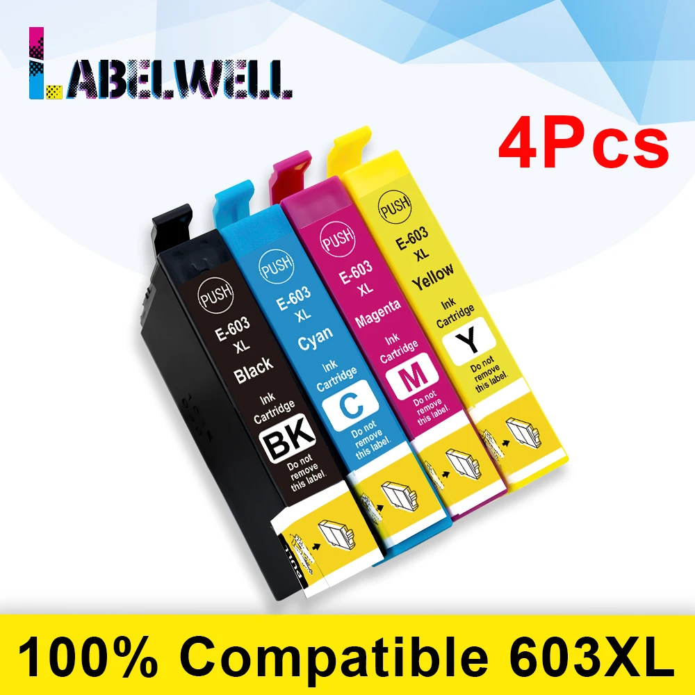 

4PK 603XL Ink Cartridge 603 xl T603XL Compatible for Epson XP-2100 XP-2105 XP-3100 XP-3105 XP-4100 XP-4105 WF-2810 2830 Printer