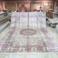 10x14 vantage persian silk rug large antique beige oriental silk carpet sl140a