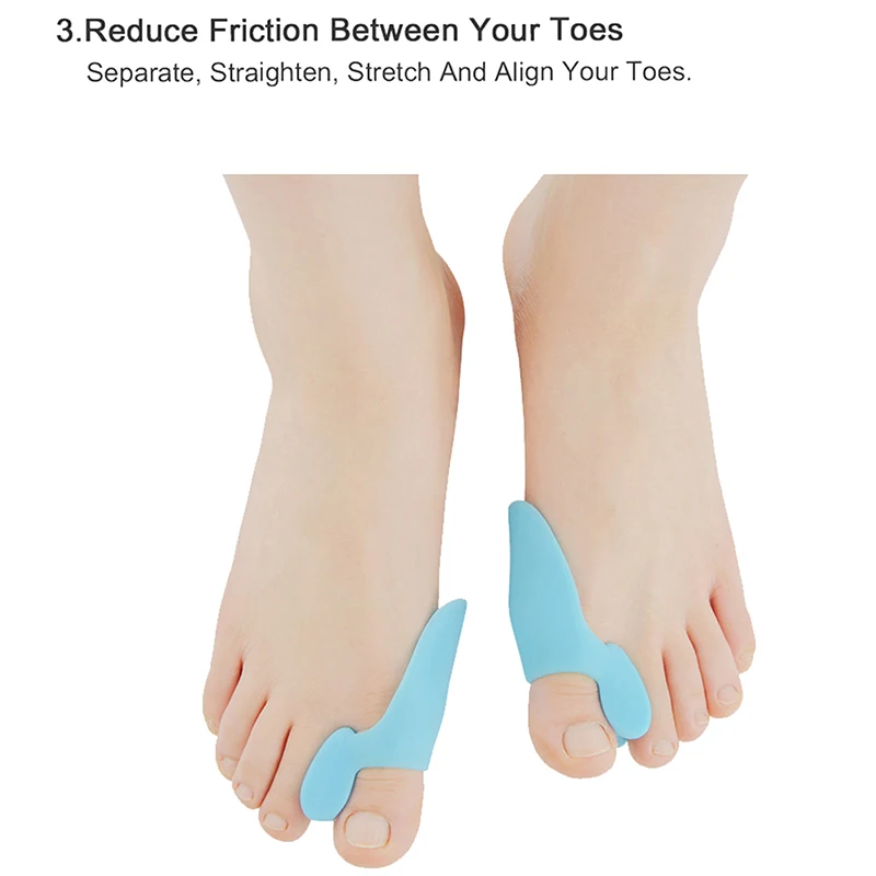 

2Pcs Soft Silicone Toe Separator Straightener Thumb Crooked Thumb Toe Aligner Positioning Separator Foot Care Tool