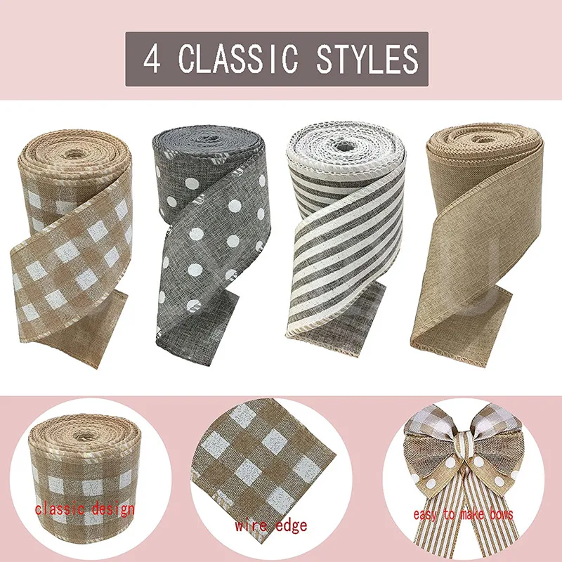 

6 ярдов/рулон, лента для украшения новогодних подарков