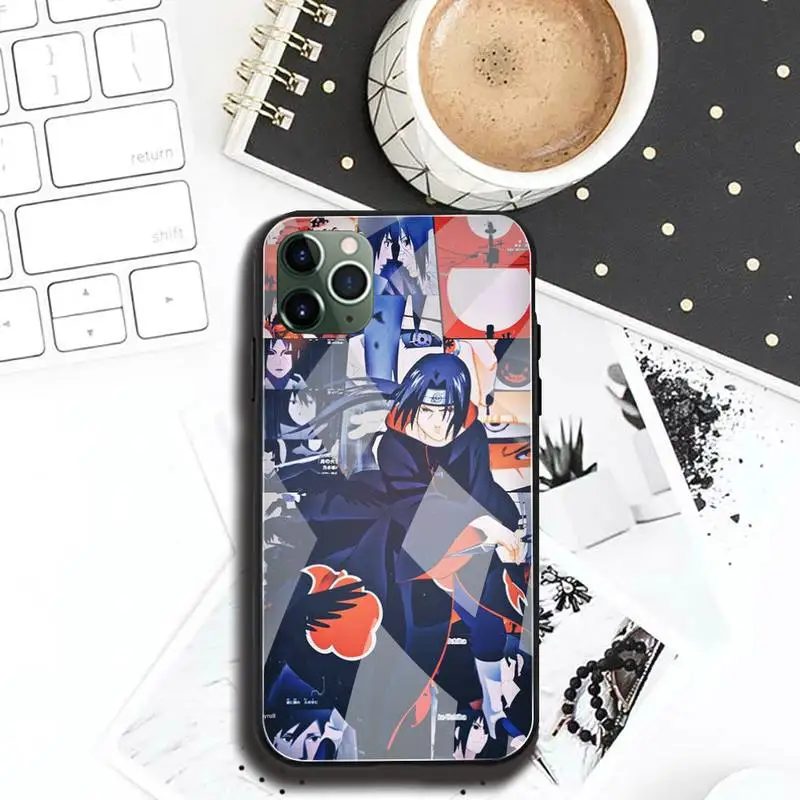 

USAKPGRT Naruto Akatsuki Phone Case Tempered Glass For iPhone 11 Pro XR XS MAX 8 X 7 6S 6 Plus SE 2020 case