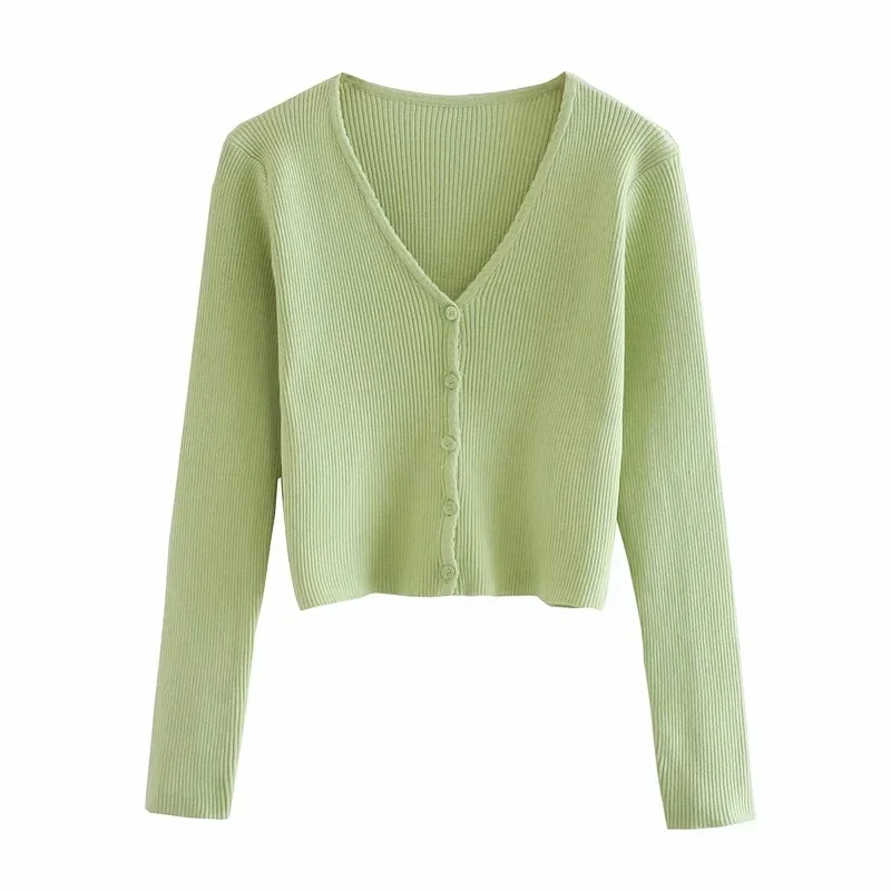 

Korean fashion sweater women cropped cardigan vintage clothes sexy long sleeve crop sweater button up ribbed cardigan v neck