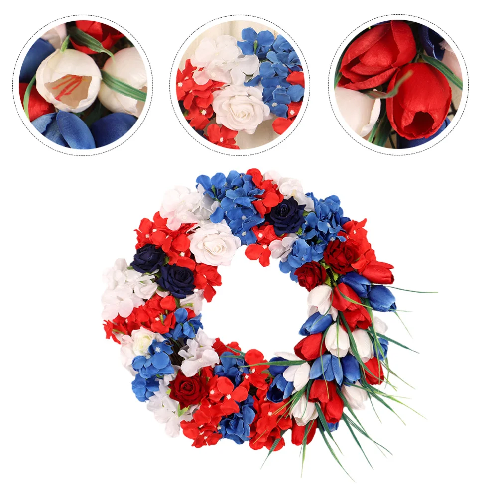 

1PC Delicate Independence Day Wreath Pendant Home Front Door Garland Adornment