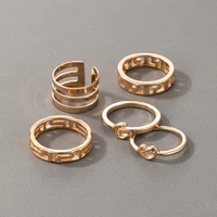 new trend alloy womans ring vintage bohemian love moon set ring 5 piece party jewelry accessories bague femme 2021