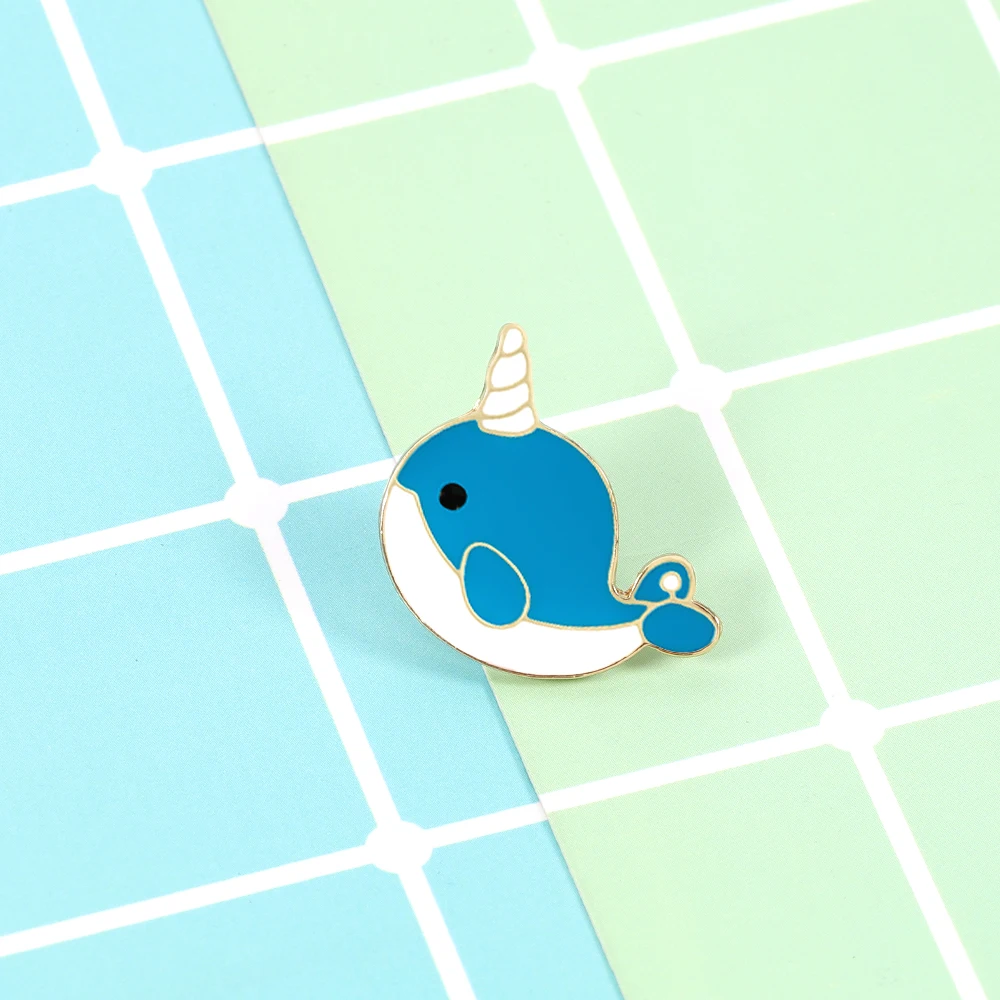 Эмалевые броши в виде мультяшного акулы Кита волны океана креативные на лацкан с