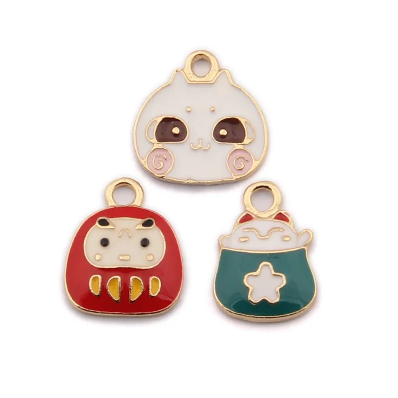 

10pcs /lot Zinc Alloy Mini Cartoon Enamel Charms Lucky Cat Charms For DIY Fashion Jewelry Earrings Making Accessories
