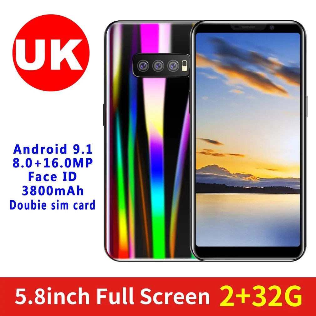 S11 5.8 Inch Tempered Glass Back Cover Smart Phone 2+32Gb Mobile Phone Fingerprint Face Recognition Smartphone