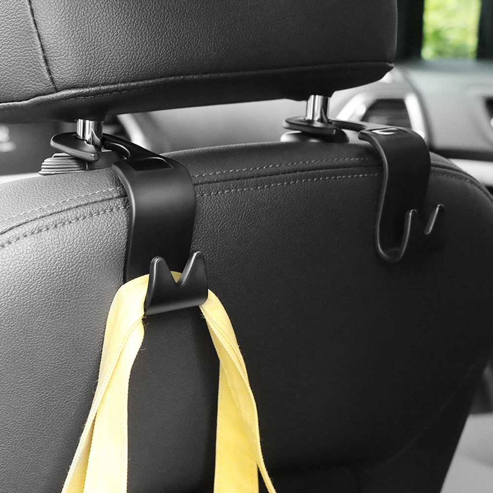 

Universal Car Headrest Back Seat Hook 4pcs Seat Hanger Vehicle Organizer Holder for Handbags Purses Coats and Grocery Bag
