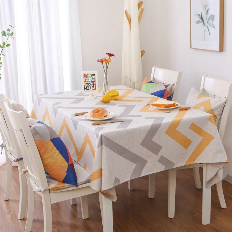 

Proud Rose Nordic Minimalist Tablecloth Cotton Linen Geometric Printing Modern Elegant Home Rectangular Cover Towel Decoration