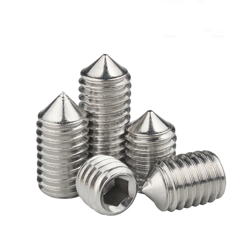 10pcs/lot  Hex hexagon socket set screw cone point grub screw M2 M2.5 M3 M4 M5 M6 M8 M10 M12 304 Stainless Steel DIN914