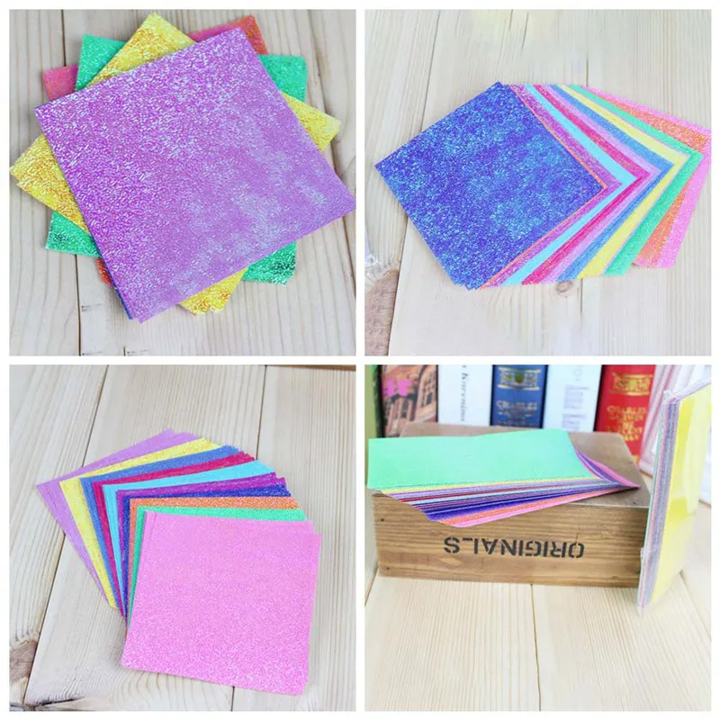 

New 50pcs Origami Handmade paper Pearl Pure color shining papel Mix 10 colors scrapbook romantic for lovers gift 3 Styles
