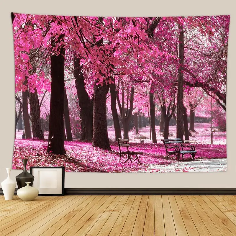 Розовый Вишневый настенный гобелен украшения для домашнего растения драп