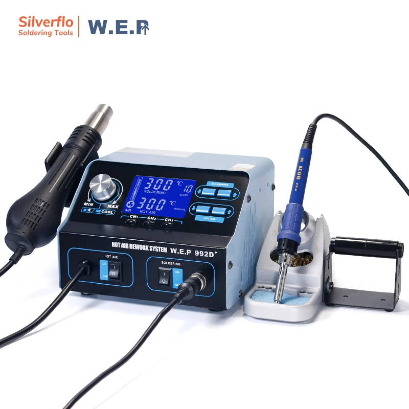 WEP 992D+ Горячая воздушная паяльная станция с паяльным железом для ремонта телефонов IC PCB Инструмент для разборки SMD переработки.