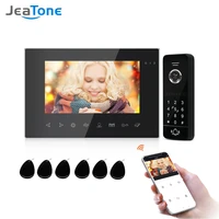 jeatone 7 inch tuya wifi wired video intercom doorphone with ir video door bell support password unlock for home access control