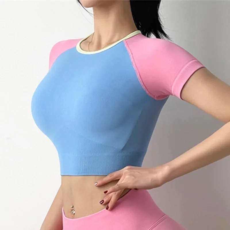 

Cloud Hide Fashion Sport Top Women Yoga Shirts Sexy High Elastic Workout Tank Crop Tops T-shirt Short Sleeve Female Sportswear