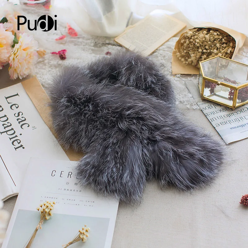 

SCM062 Real Fox Fur Knit Knitted Scarf Silver Fox Fur Scarves Genuine Fox Fur Band New Women's Winter Scarf Wraps