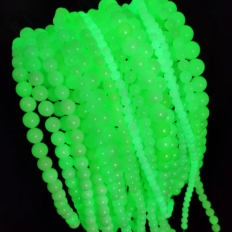 6/8/10/12 мм светящийся зеленый круглый натуральный камень светится в темноте