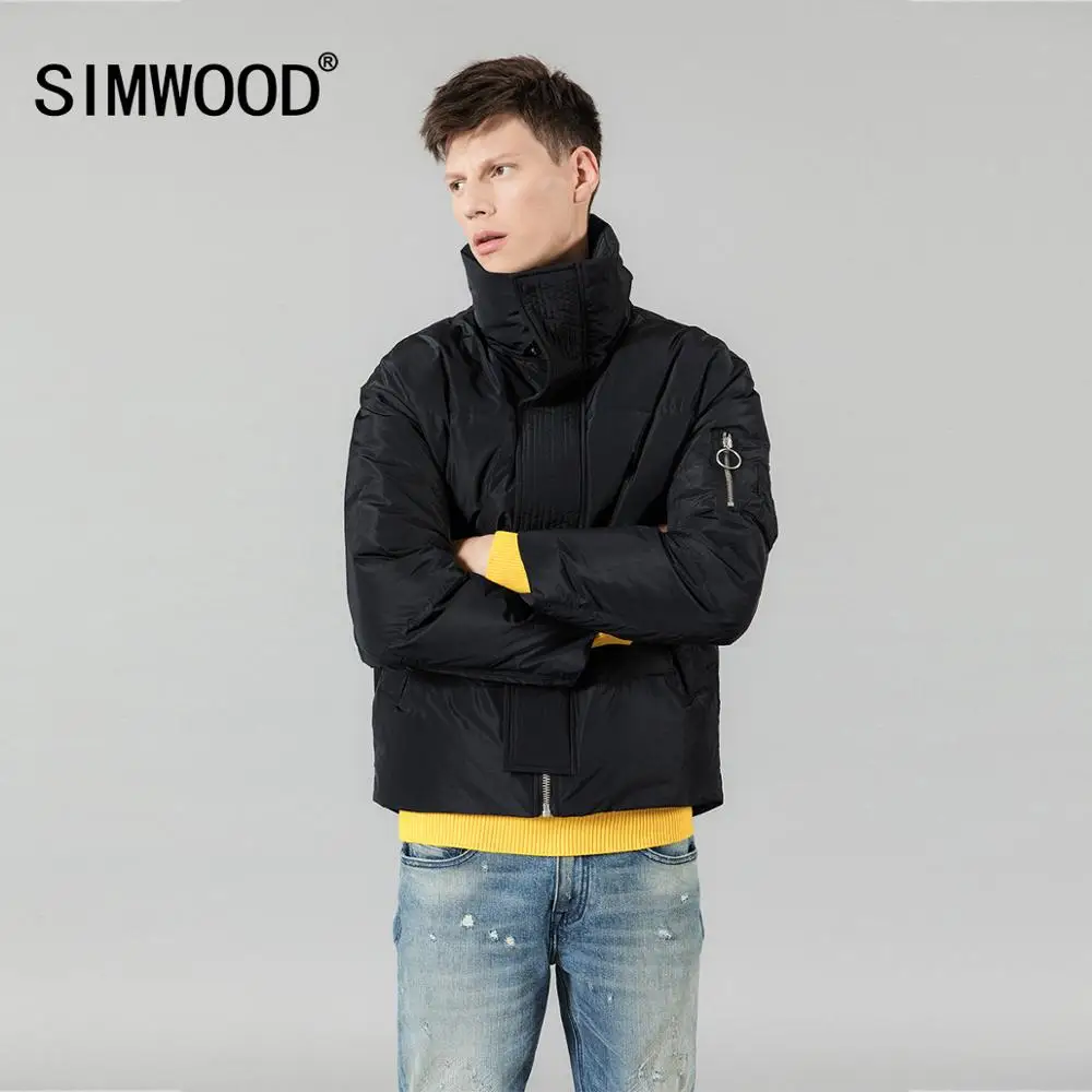 Мужская куртка SIMWOOD теплая куртка-пуховик серого цвета с высоким воротом и