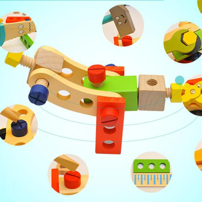 

Children's Play House Wooden Toolbox Simulation Screw Nut Disassembly Combination Toy