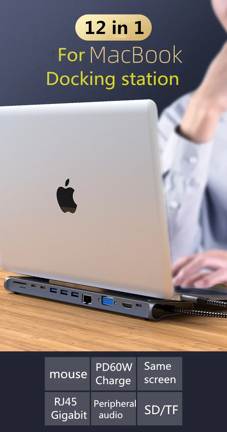 S SKYEE 12 в 1 концентратор USB Type C к HDMI RJ45 мульти USB3.0 Мощность адаптер для MacBook Pro Air док-станция для 3 Порты и разъёмы концентратор разделен