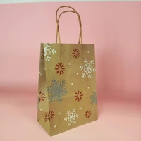 48pcs kraft paper bag with handle elk santa xmas merry christmas tree snowflake gift wrapping party supplies shopping wholesale