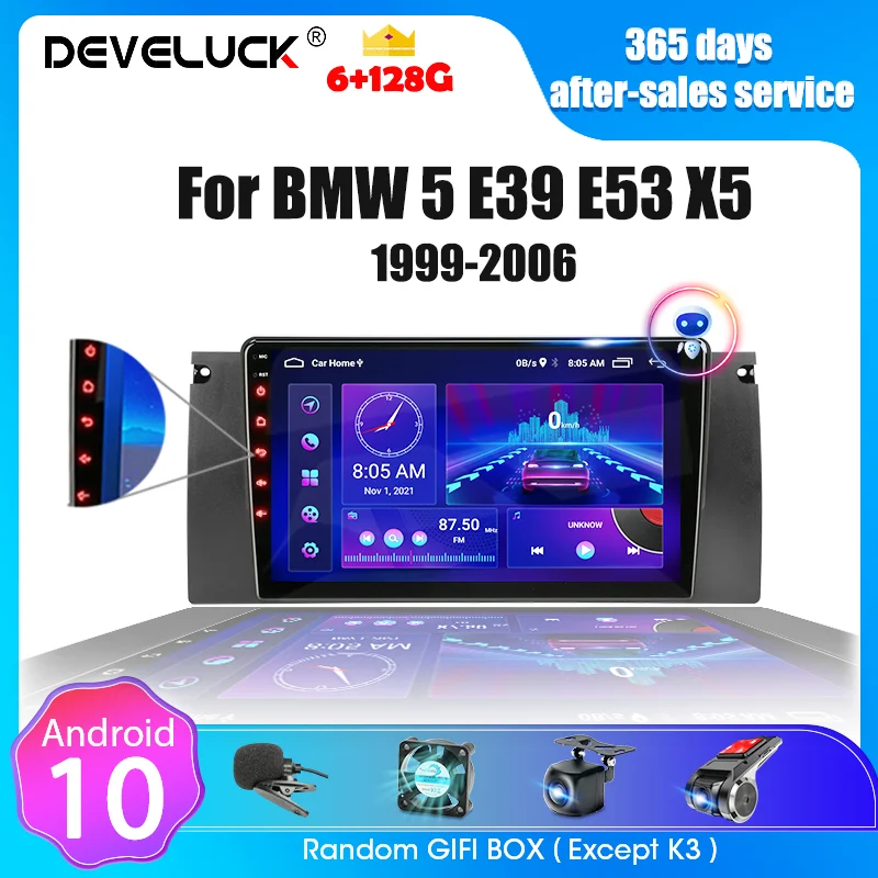 2 Din Android 10 For BMW 5 E39 E53 X5 M5 1999-2006 Carplay Car Radio Multimedia Player Stereo DVD Speakers Audio Video Head Unit