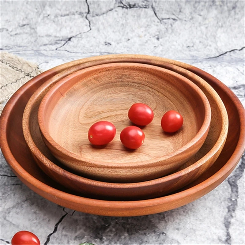 

Solid Wood Pan Salad Plate Coffee Tea Trays Home Living Room Hotel Fruit Plate Tray Food Storage Dishes