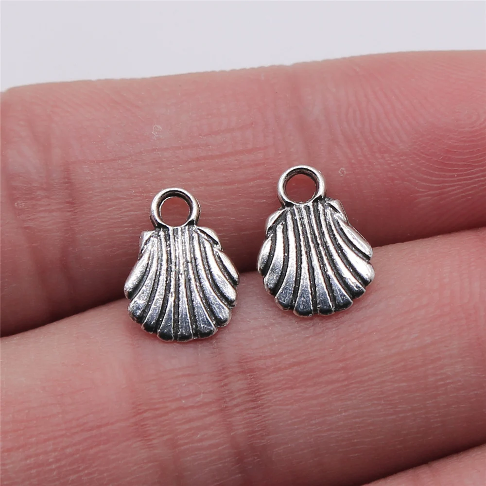 

40 шт., посеребренные Подвески в виде ракушек, 9 х12 мм