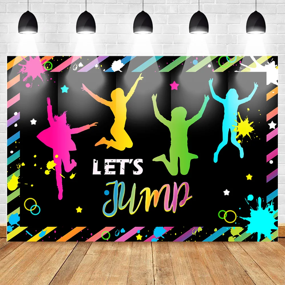 Let's Jump Backdrop Bounce House батут день рождения фон для фотосъемки Pump It Up вечерние фоны