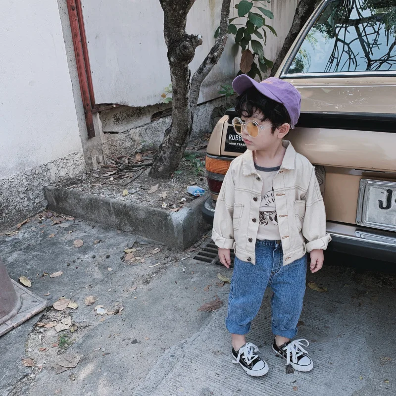 Куртка джинсовая короткая для мальчиков и девочек модная Свободная Повседневная