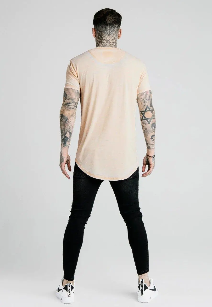 

SikSilk Burnout Roll Bowler Sleeve Tee - Print T-Shirt