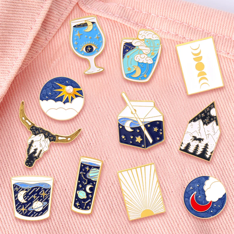 

Creative Trendy Cartoon Scene Cow Oil Drop Lapel Brooch Badge Pin Denim Bag Gift Men Women Fashion Jewelry Clothes Decoration