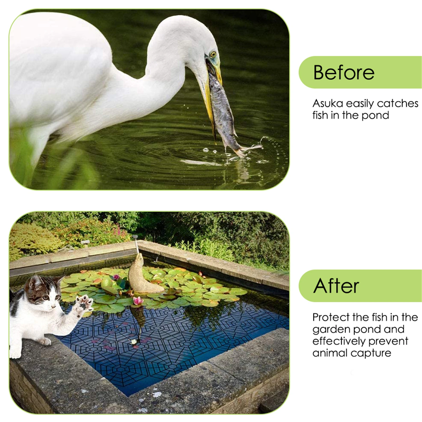 

Floating Pond Protectors 10Pcs Durable UV-resistant Floating Plastic Garden Netting Pond Protective Cover With Connecting Hook