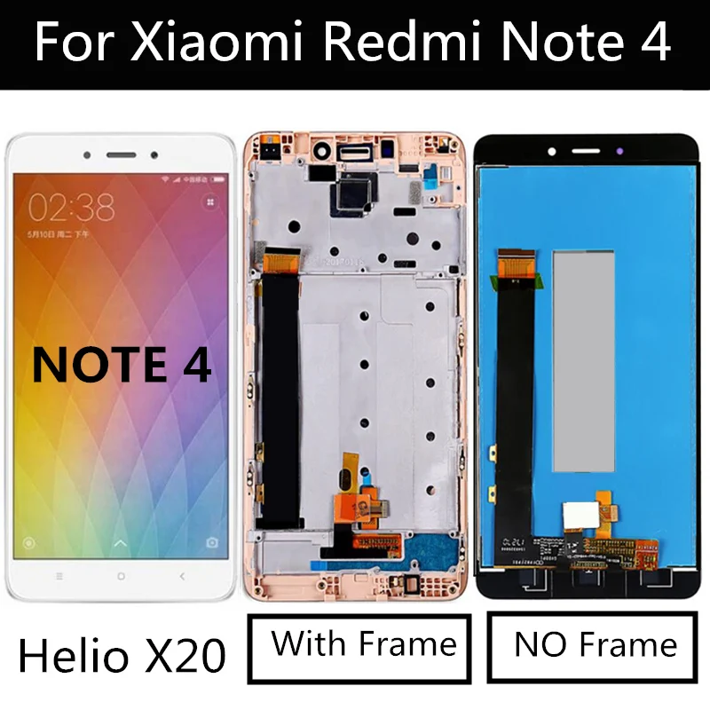 ЖК дисплей 5 дюйма для Xiaomi Redmi Note 4 (Процессор: MTK Helio X20) с сенсорным экраном в сборе