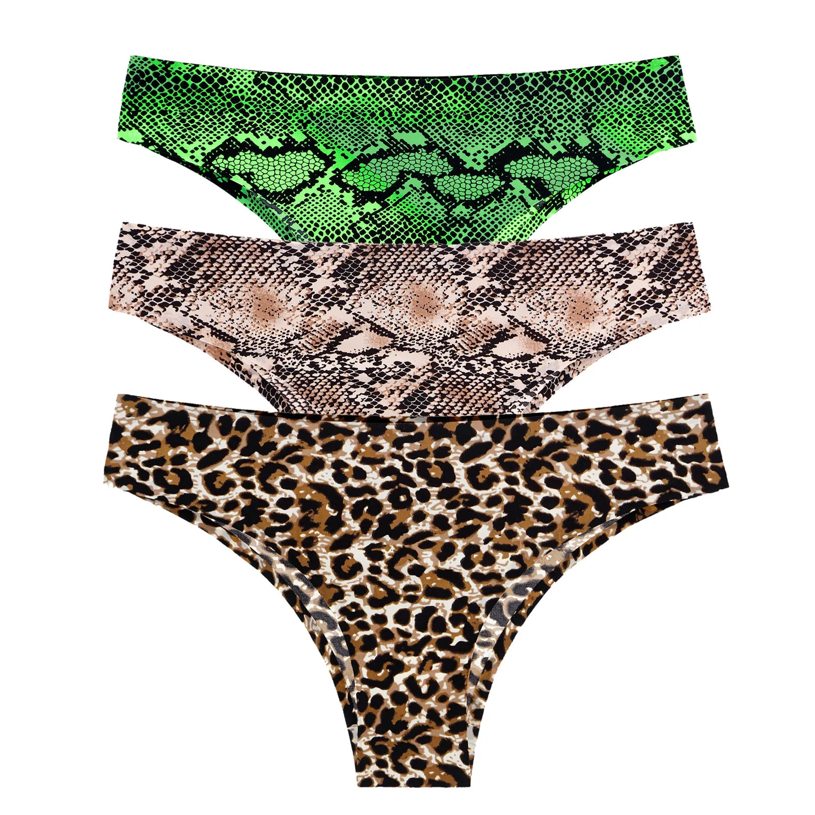 

Sexy Women's Panties Plus Size Female Underwear Cotton Mid-rise Underpants Ladies Briefs Leopard Snake Skin Printed 3 Pcs/lot