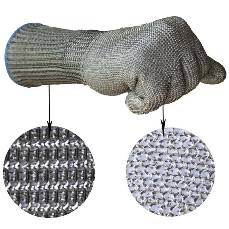 Плетеные перчатки из нержавеющей стали защищающие от порезов сетчатые рабочие