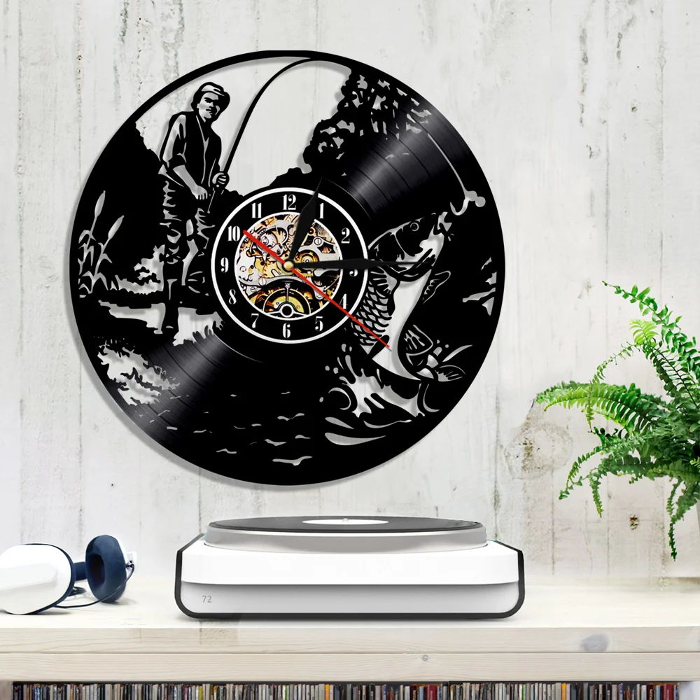 Настенные часы для рыбалки 3D настенные подарок рыбаков виниловые LP с записью