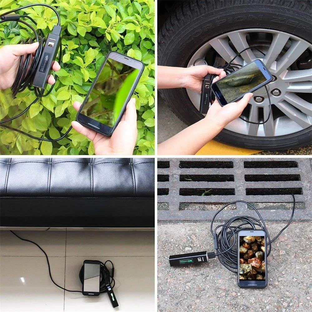 Водонепроницаемая мини камера эндоскоп с мягким кабелем 8 мм 1 м USB Бороскоп IOS