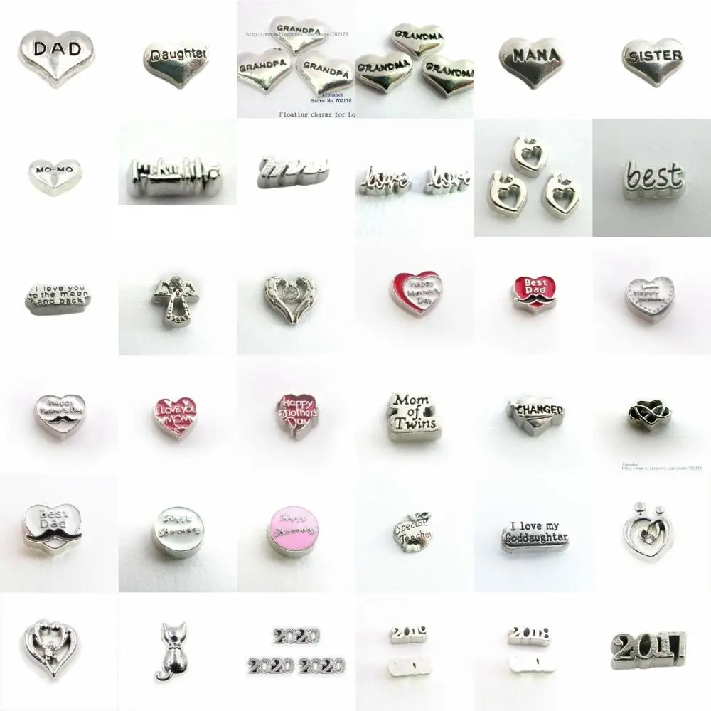 10 шт./лот несколько вариантов Dream Love Mom hearts плавающий медальон шармы на память для жизни медальон памяти как подарок