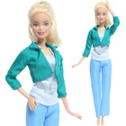 Комплект одежды для куклы Барби ручной работы, зеленый наряд, повседневная одежда, футболка, пальто, ремень, брюки, аксессуары для детской игрушки